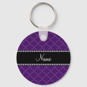 Personalized name Purple moroccan Keychain