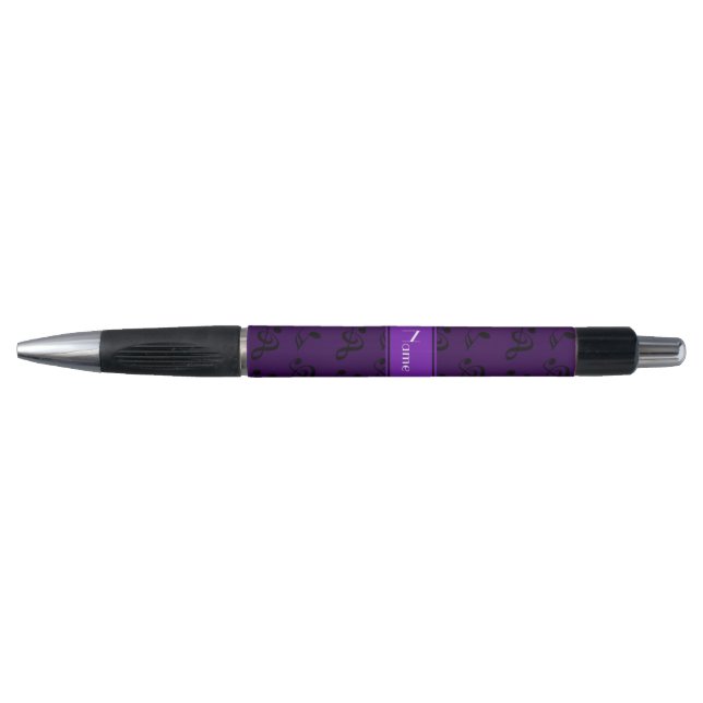 Personalized name purple music notes pen (Front)