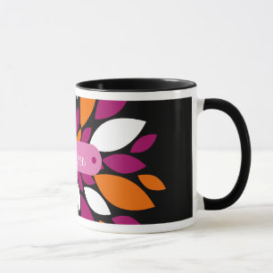Personalized Name Purple Orange Flower Petal Art Mug