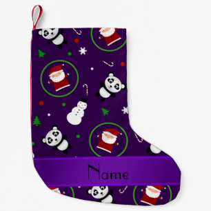 Personalized name purple panda santas christmas small christmas stocking