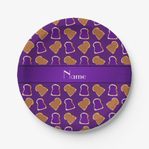 Personalized name purple peanut butter jelly paper plate