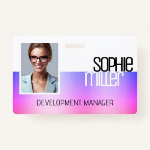 Personalized Name Purple Pink Gradient Trendy  Badge