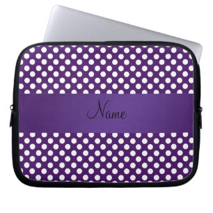 Personalized name purple polka dots laptop sleeve