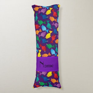 Personalized name purple rainbow narwhals body pillow