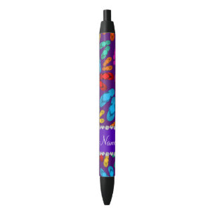 Personalized name purple rainbow sandals black ink pen