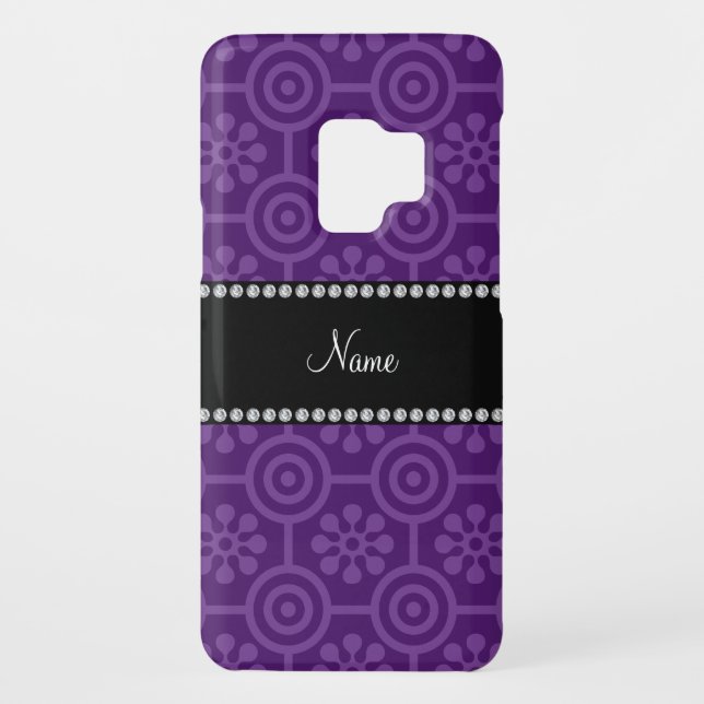 Personalized name purple retro flowers Case-Mate samsung galaxy case (Back)