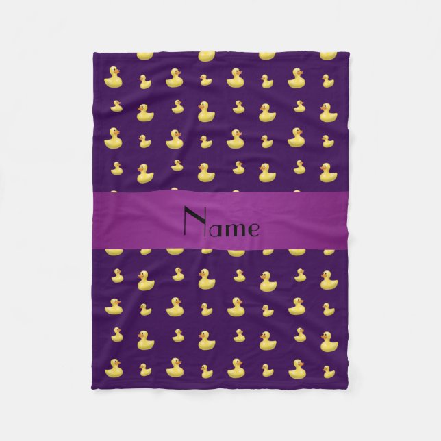 Personalized name purple rubber duck pattern fleece blanket (Front)