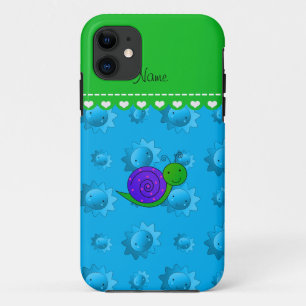 Personalized name purple snail sky blue suns iPhone 11 case
