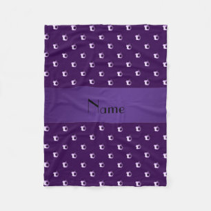 Personalized name purple soccer balls fleece blanket