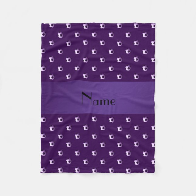 Personalized name purple soccer balls fleece blanket (Front)