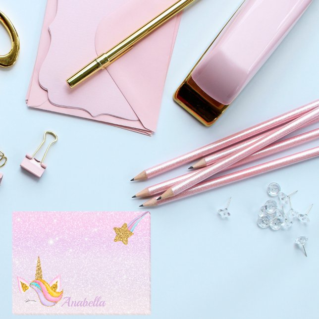 Personalized Name Purple Sparkle Glitter Unicorn  Post-it Notes (Creator Uploaded)