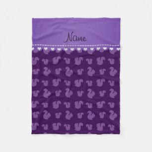 Personalized name purple squirrel pattern fleece blanket