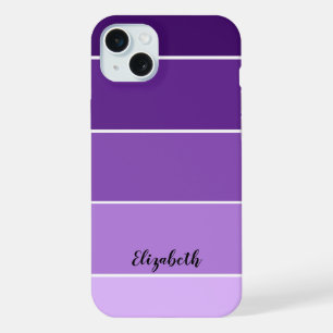 Personalized Name Purple Stripe Colour Palette Chi iPhone 15 Plus Case