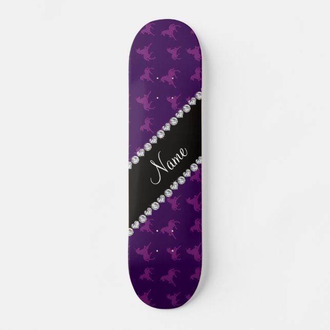 Personalized name purple unicorn pattern skateboard (Front)
