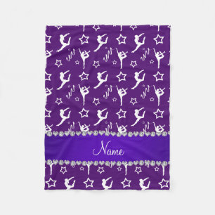 Personalized name purple white gymnastics stars fleece blanket