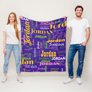 Personalized Name Purple Yellow Green Retro Colors Fleece Blanket
