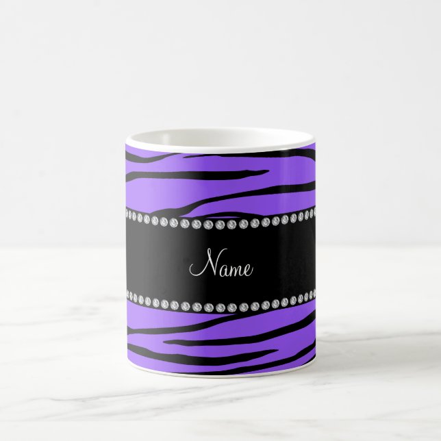 Personalized name purple zebra stripes coffee mug (Center)