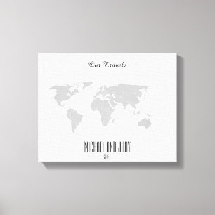 Personalized Name Push Pin World Map - Our Travels Canvas Print