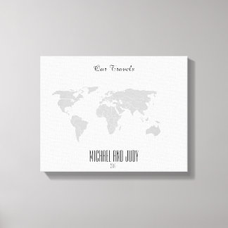 Personalized Name Push Pin World Map - Our Travels Canvas Print
