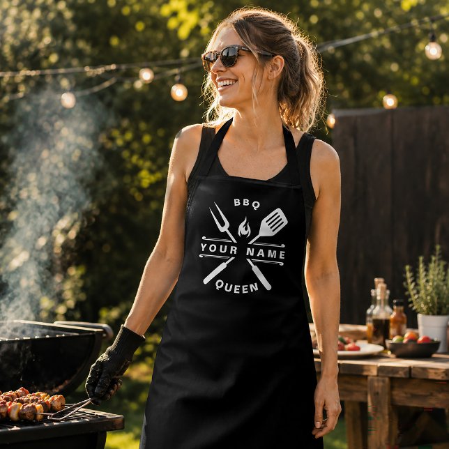 Personalized Name Queen Of The BBQ Mom Apron (Creator Uploaded)
