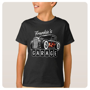Personalized NAME Racing Flames Hot Rod Garage T-Shirt