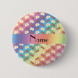 Personalized name rainbow bacon eggs 2 inch round button