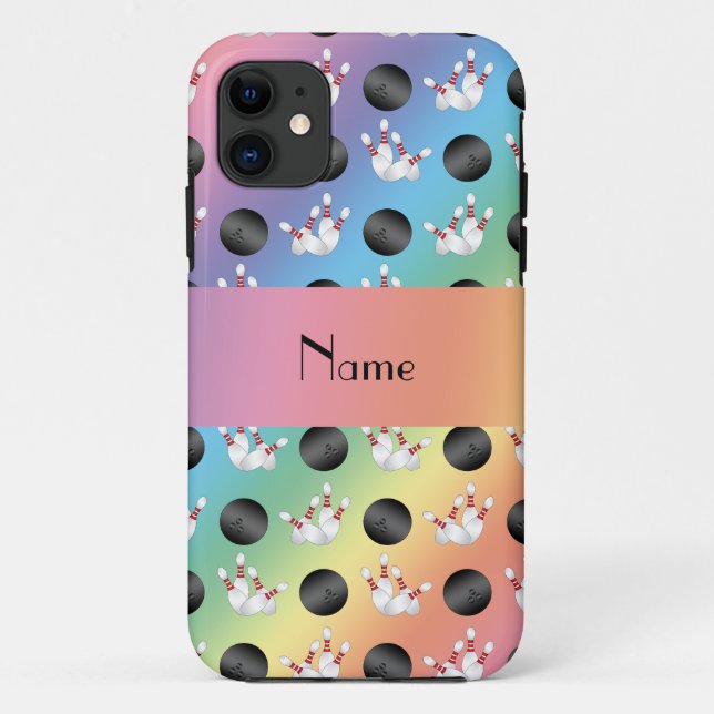 Personalized name rainbow bowling pattern Case-Mate iPhone case (Back)