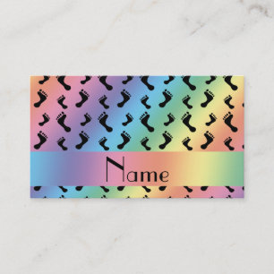 Personalized name rainbow feet calling card