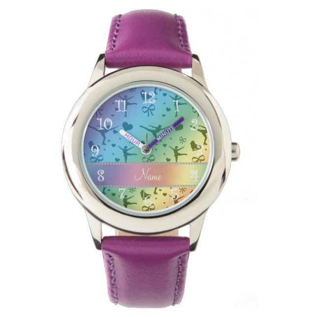 Personalized name rainbow figure skating watch (Front)