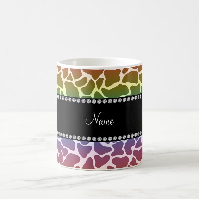 Personalized name rainbow giraffe pattern coffee mug (Center)