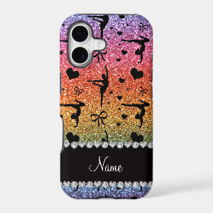 Personalized name rainbow glitter gymnastics