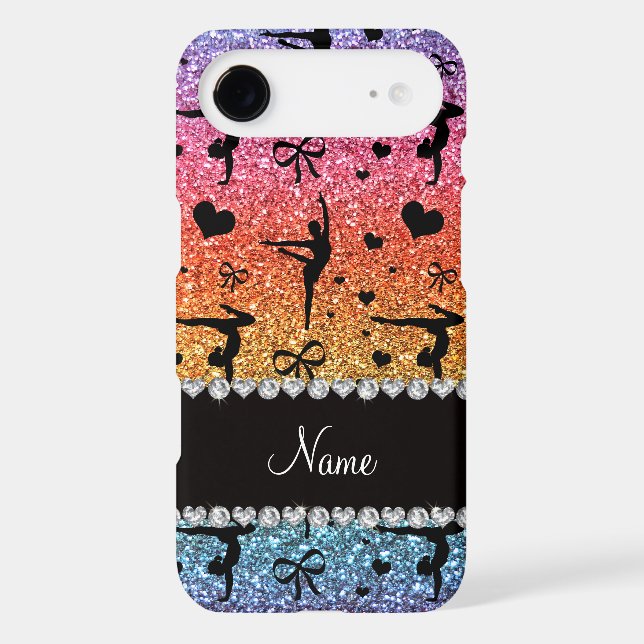 Personalized name rainbow glitter gymnastics iPod touch (5th generation) cover (Back)