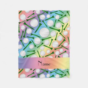 Personalized name rainbow golf balls tees fleece blanket