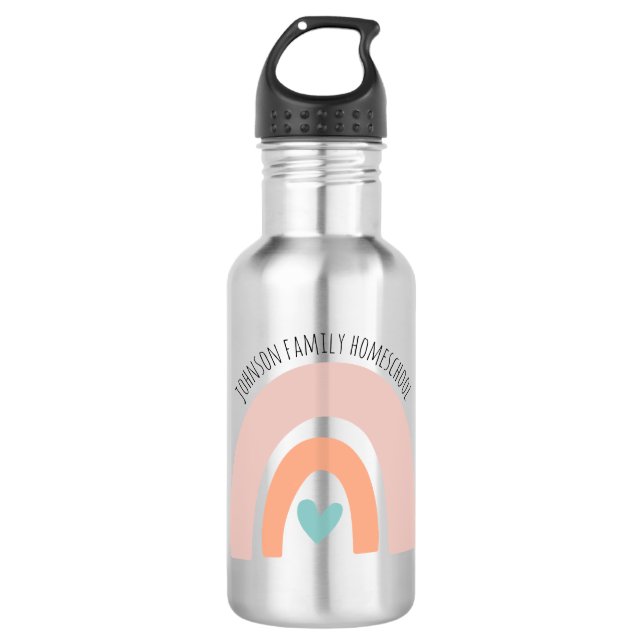 Personalized Name Rainbow Homeschool 532 Ml Water Bottle (Front)