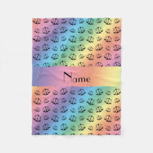 Personalized name rainbow justice scales fleece blanket