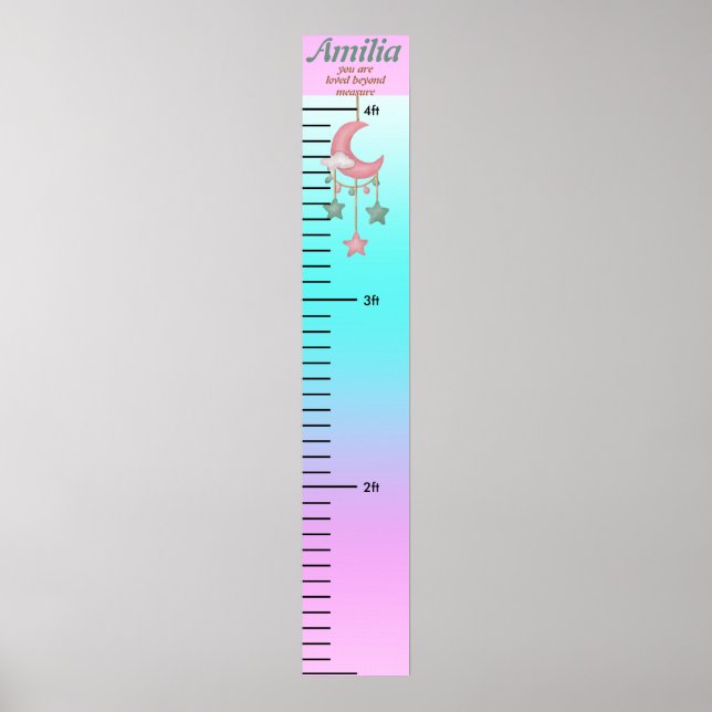 Personalized Name Rainbow kid Growth Poster (Front)