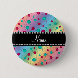 Personalized name rainbow knitting pattern 2 inch round button
