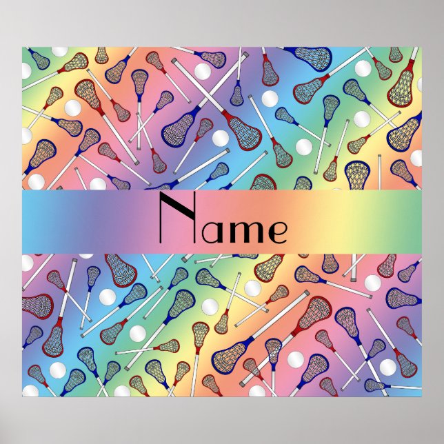 Personalized name rainbow lacrosse pattern poster (Front)