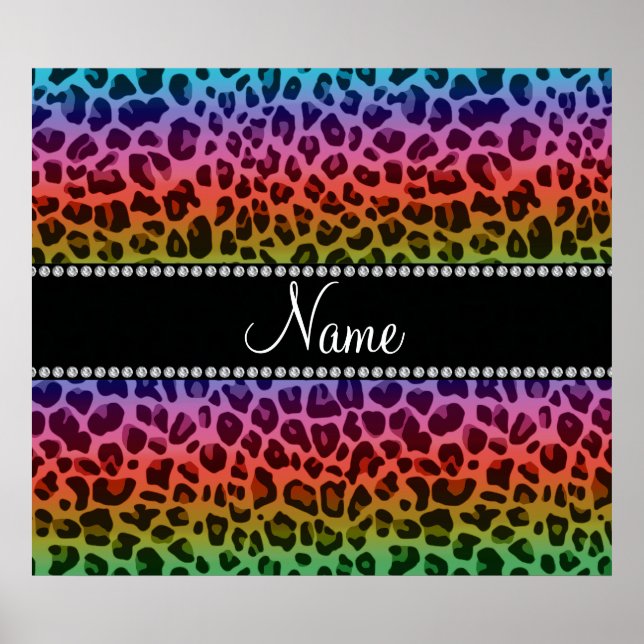 Personalized name rainbow leopard pattern poster (Front)
