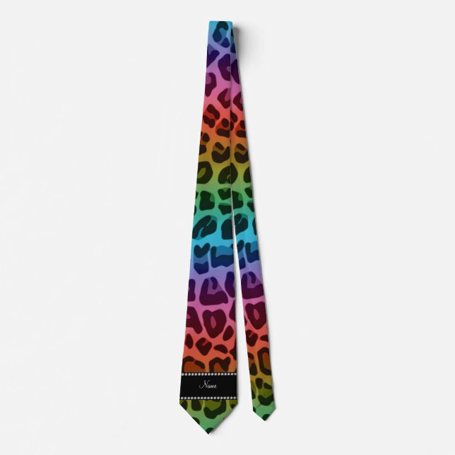 Personalized name rainbow leopard pattern tie (Front)