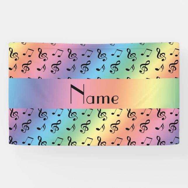 Personalized name rainbow music notes banner (Horizontal)