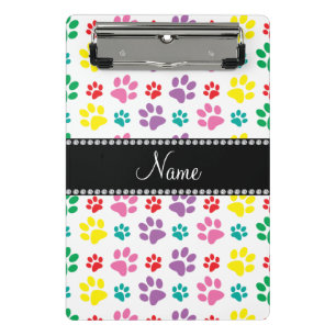 Personalized name rainbow paws mini clipboard