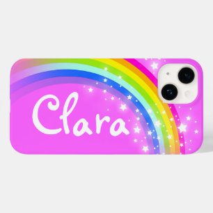 Personalized name rainbow pink girls iphone case
