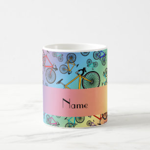Personalized name rainbow road bikes coffee mug