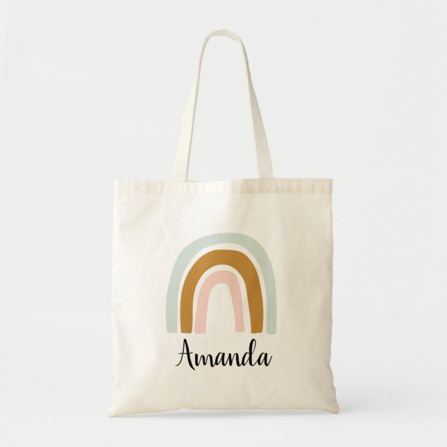  Personalized Name Rainbow Tote Bag (Front)