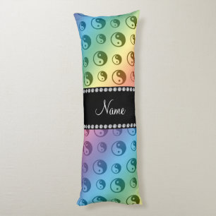Personalized name rainbow ying yang pattern body pillow