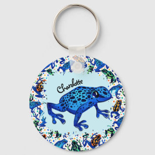 Personalized Name Rainforest Frogs Keychain