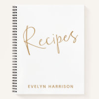 Personalized Name Recipe Journal in White