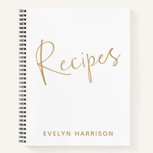 Personalized Name Recipe Journal in White