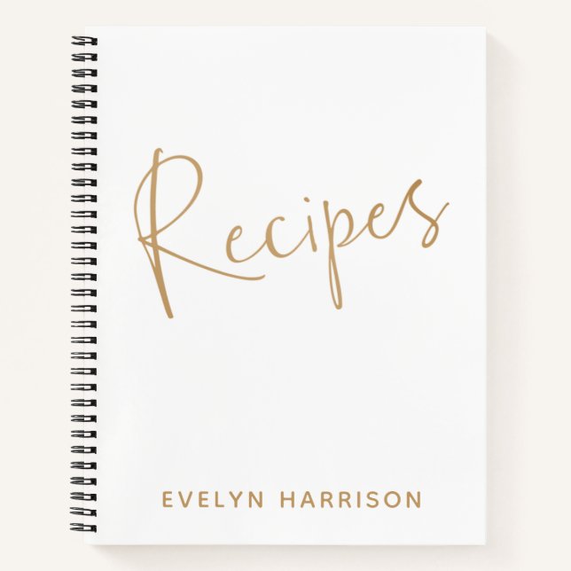 Personalized Name Recipe Journal in White (Front)